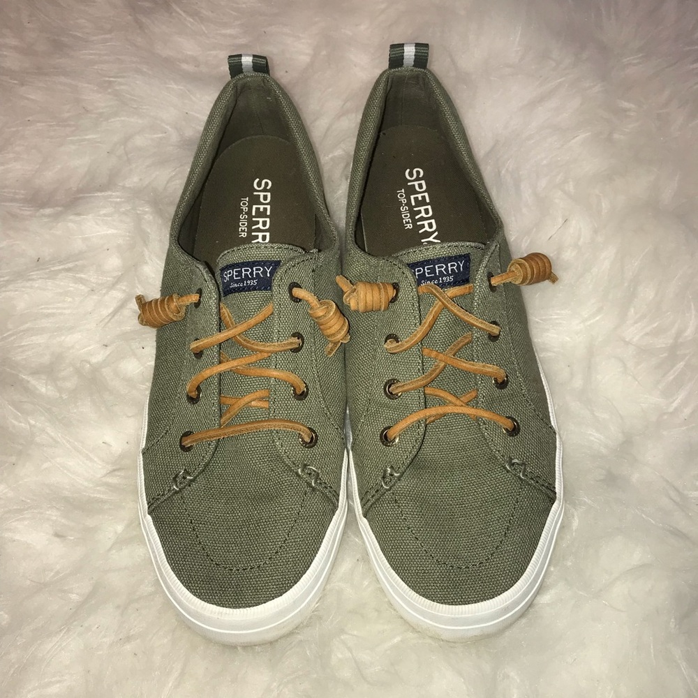 Sperry green canvas sneakers